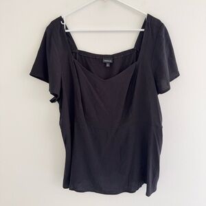 Torrid Black Peplum Challis Sweetheart Flutter Sleeve Top 2XL